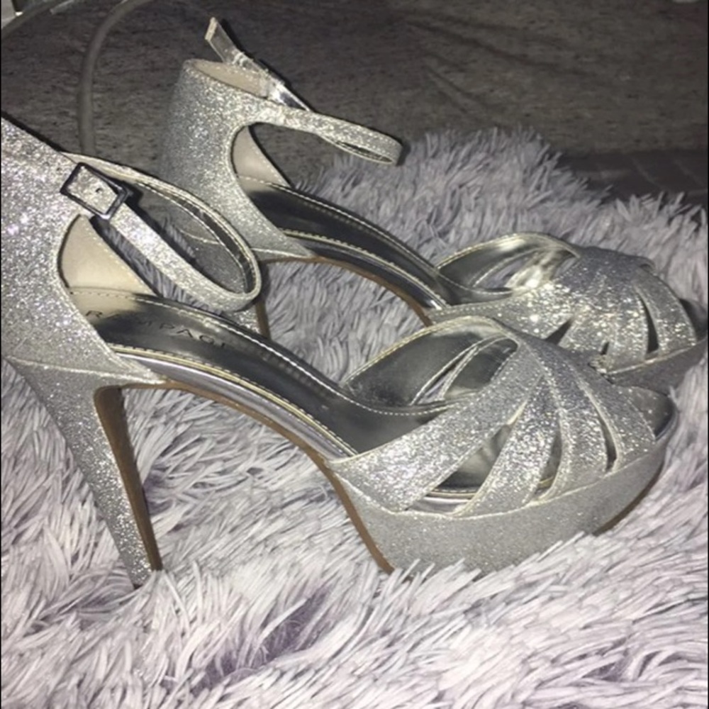 Silver glitter heels